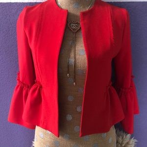 TOPSHOP collarless peplum blazer sz2